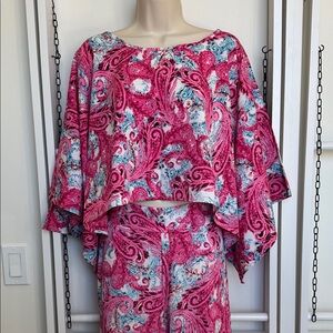 Cambodian Primark Pink and Blue Paisley Swim Coverup